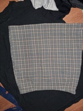 SHEIN Black and Tan  Plaid Skirt